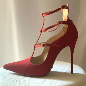Schultz Scarlet  Nobuck Cage Pumps. US 9.5